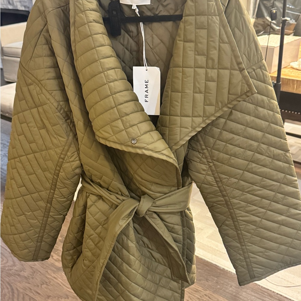 Frame Denim Khaki Quilted Puffer Jacket